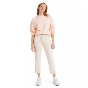 NWT! Levi’s Wedgie Straight White and Peach Tie Dye Jeans 32x28